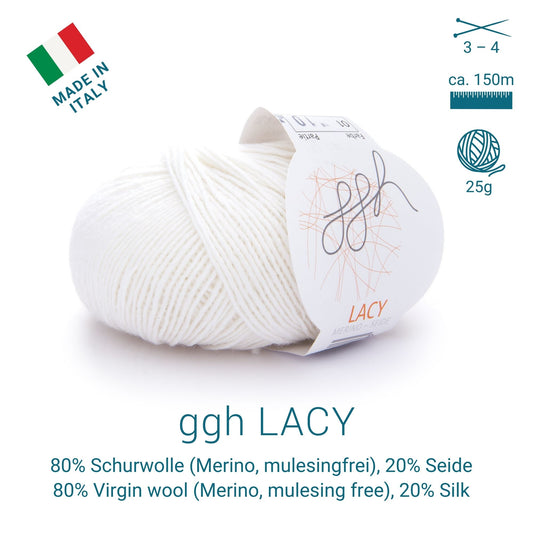 ggh Lacy | Merino wool with silk | 25g - 170m | 001 - Off white