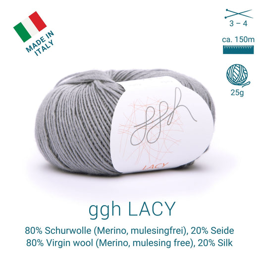 GGH Lacy | Merinowolle mit Seide | 25g - 170m | 020 - Grau