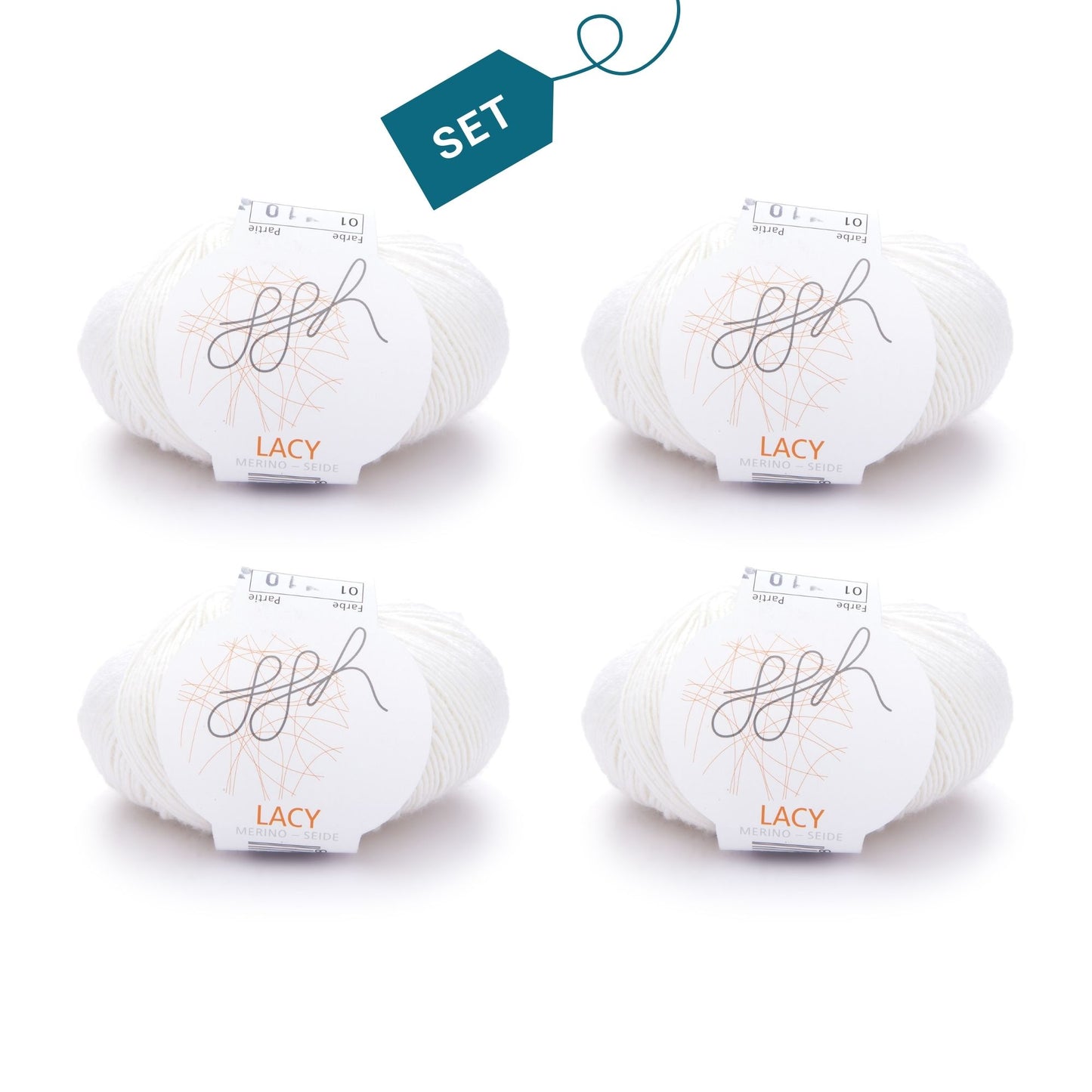 ggh Lacy | Set of 4 x 25g (total 100g) - 001 - Wool white