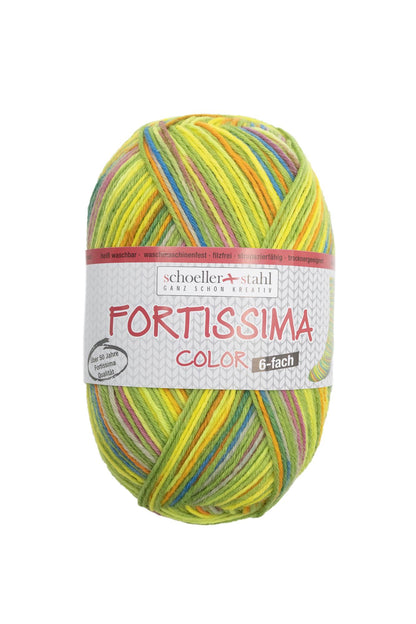 Laine à chaussettes multicolore Fortissima 6 brins 150 g | Coloris 232 - VERT