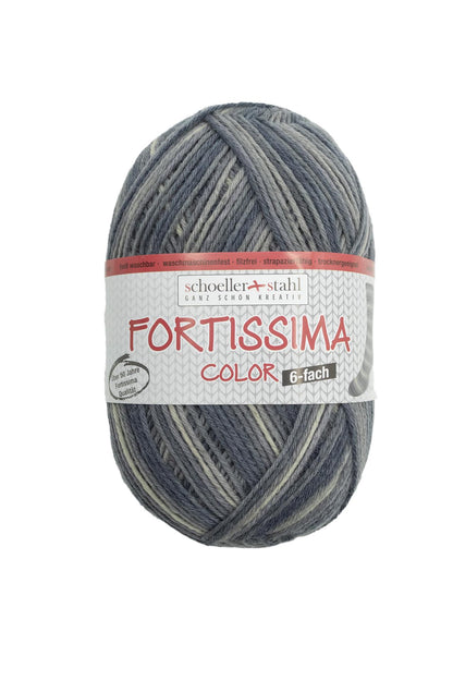 Fortissima 6-fach bunte Sockenwolle 150g | Farbe 469 - ONYX