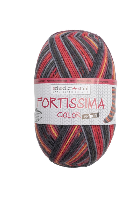 Fortissima 6-fach bunte Sockenwolle 150g | Farbe 473 - GRANAT