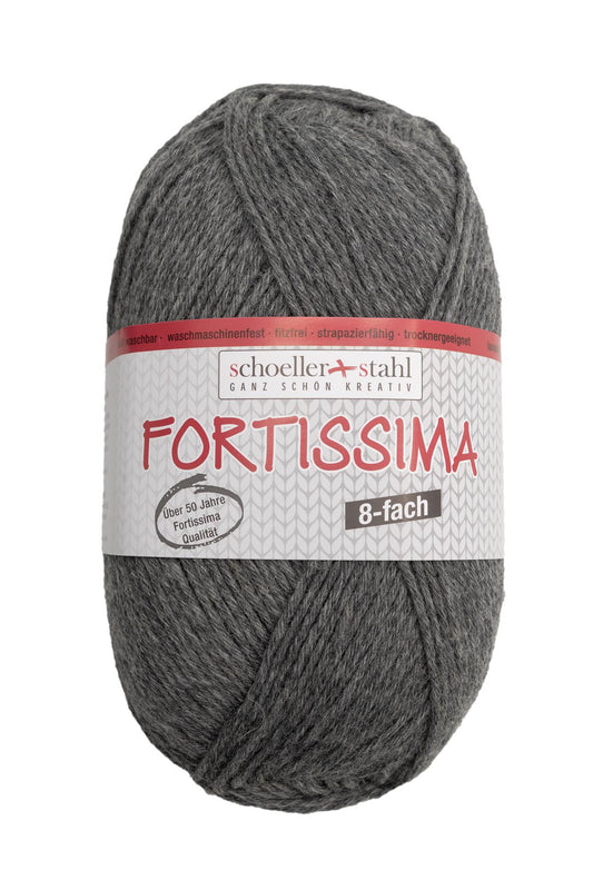 Fortissima 8-fach Sockenwolle 150g | Farbe 8057 - MITTELGRAU-MELIERT