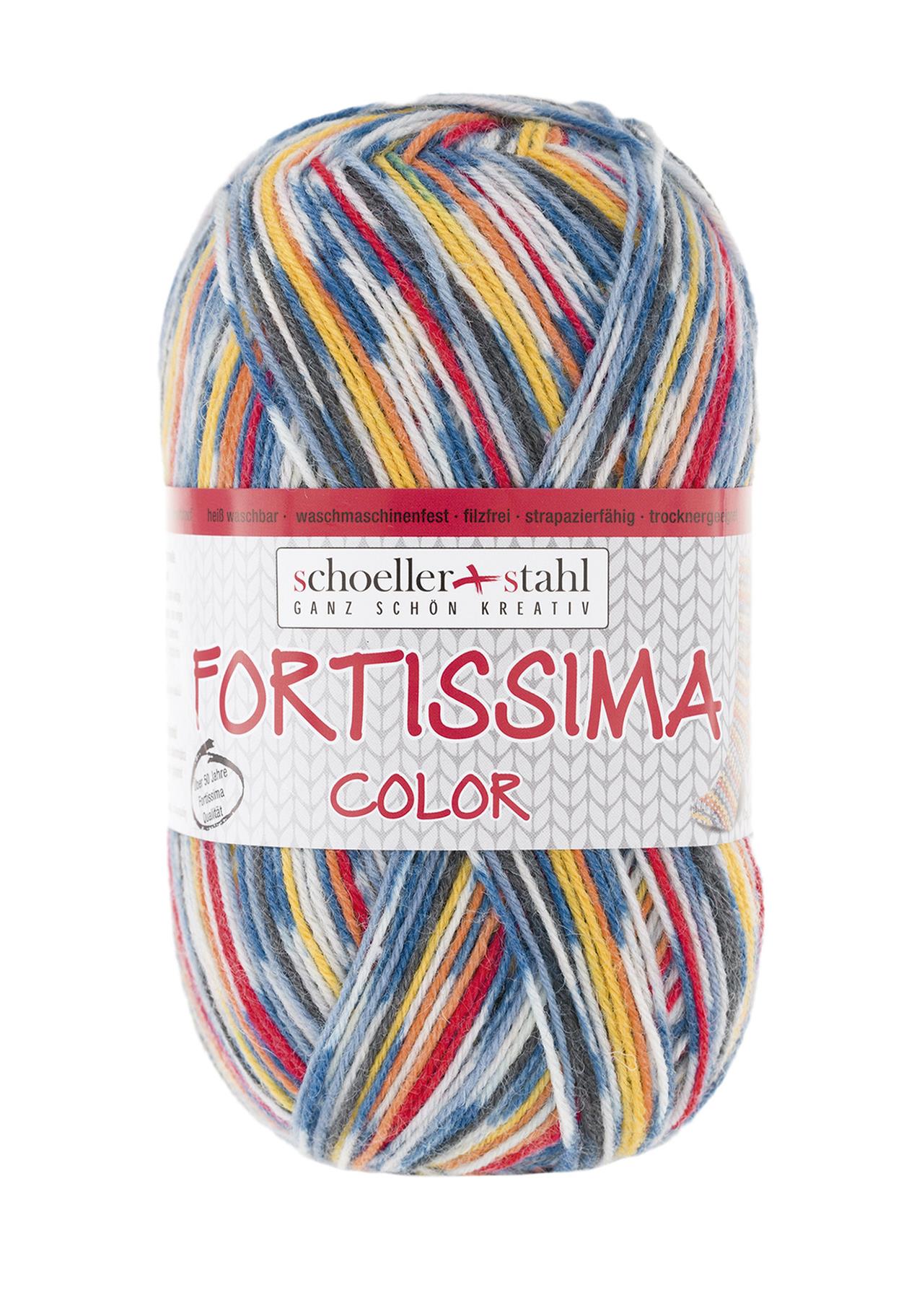 Fortissima bunte 4-fach Sockenwolle | Farbe 2485 - VULKAN