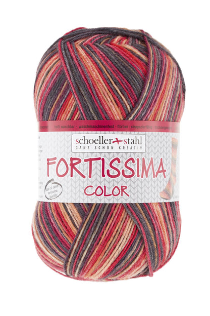 Fortissima bunte 4-fach Sockenwolle | Farbe 2486 - LAVA