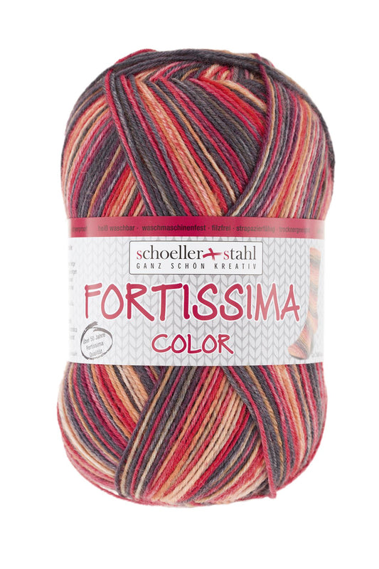 Fortissima bunte 4-fach Sockenwolle | Farbe 2486 - LAVA