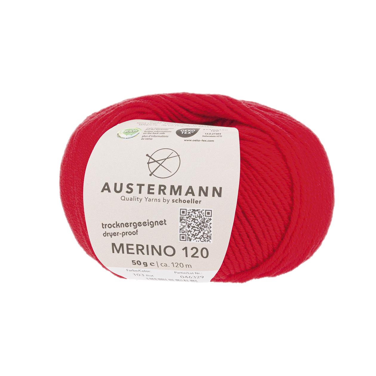Austermann Merino 120 | Merino wool 120m/50g | Colour 103 - red