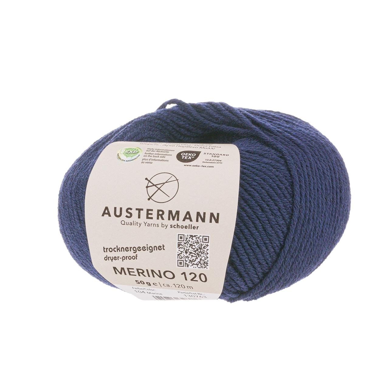Austermann Merino 120 | Merino wool 120m/50g | Colour 104 - navy