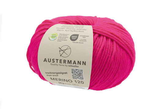 Austermann Merino 120 | Merinowolle 120m/50g | Farbe 119 - fuchsia