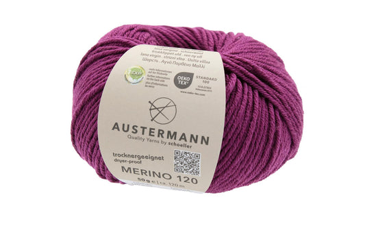 Austermann Merino 120 | Merinowolle 120m/50g | Farbe 120 - brombeer