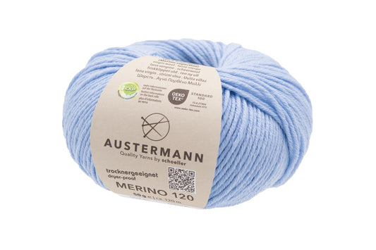 Austermann Merino 120 | Merinowolle 120m/50g | Farbe 122 - azur