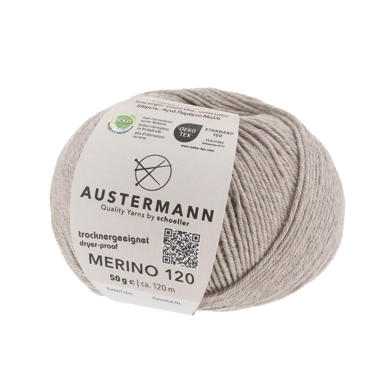 Austermann Merino 120 | Merino wool 120m/50g | Colour 137 - beige melange.