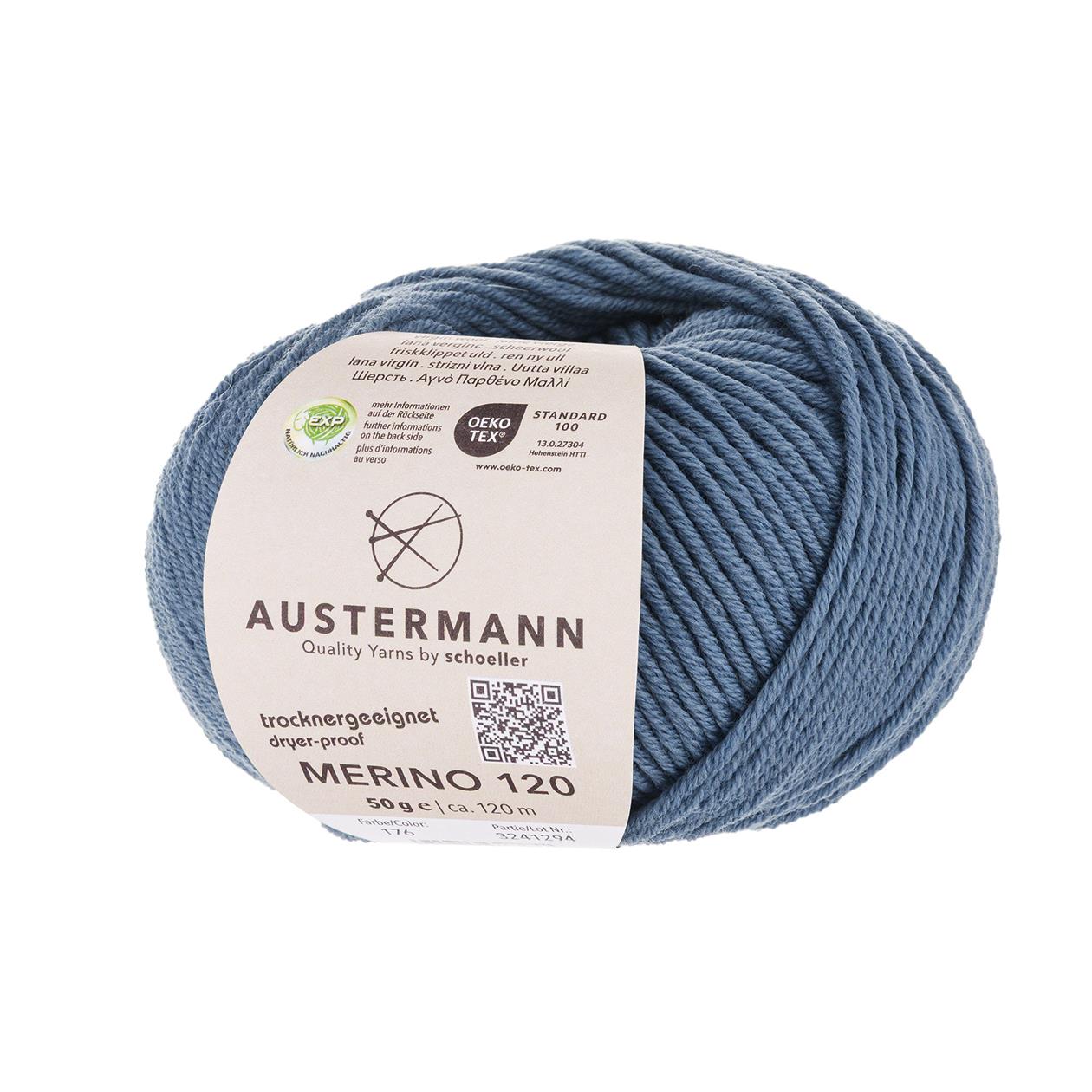 Austermann Merino 120 | Merinowolle 120m/50g | Farbe 176 - rauch