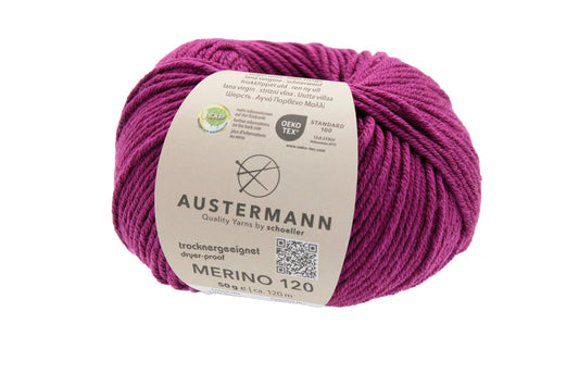 Austermann Merino 120 | Merinowolle 120m/50g | Farbe 120 - brombeer - Handarbeiten - 1