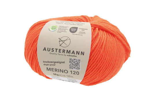 Austermann Merino 120 | Merinowolle 120m/50g | Farbe 157 - orange - Handarbeiten - 1