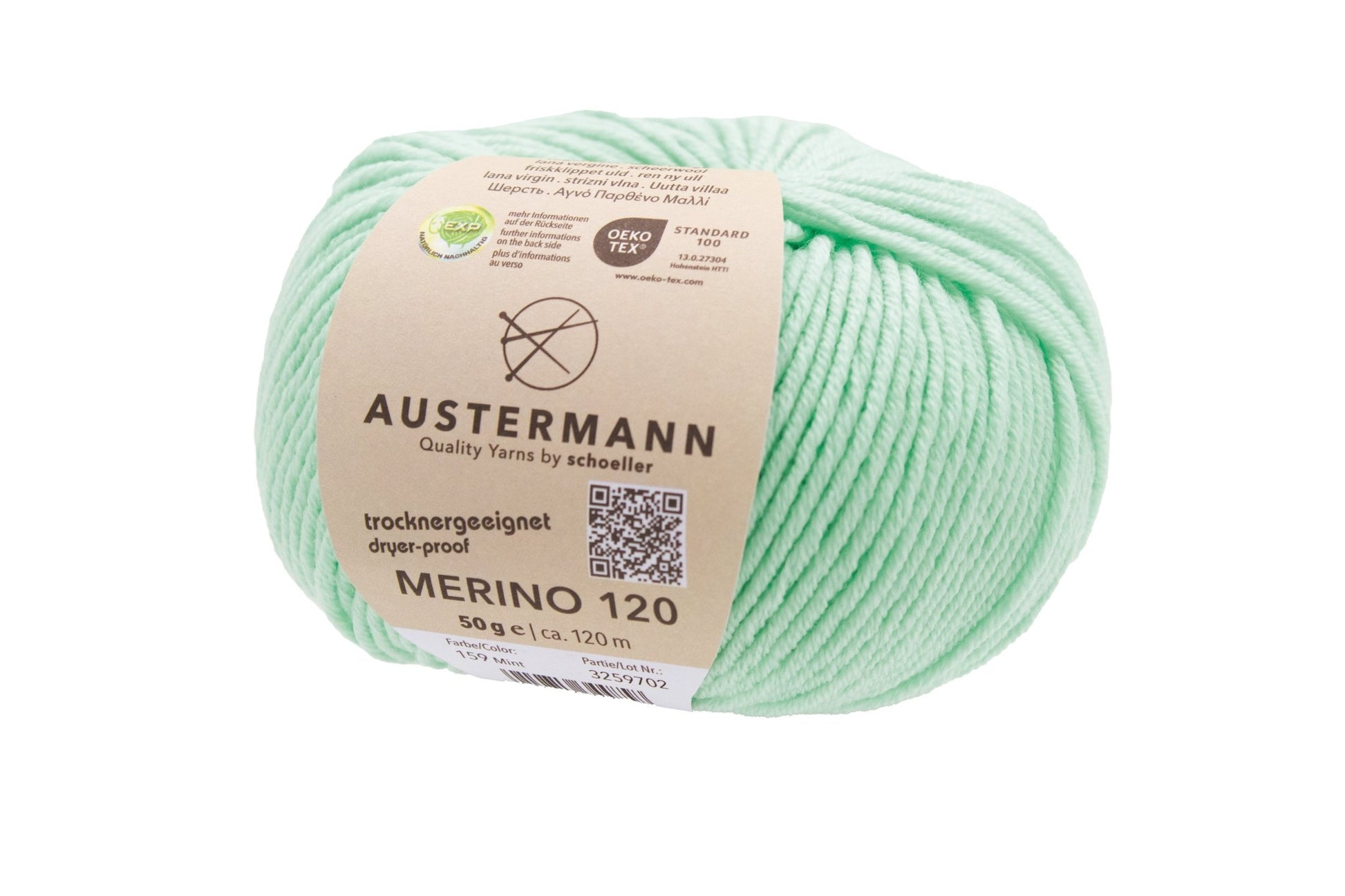 Austermann Merino 120 | Merinowolle 120m/50g | Farbe 159 - mint - Handarbeiten - 1