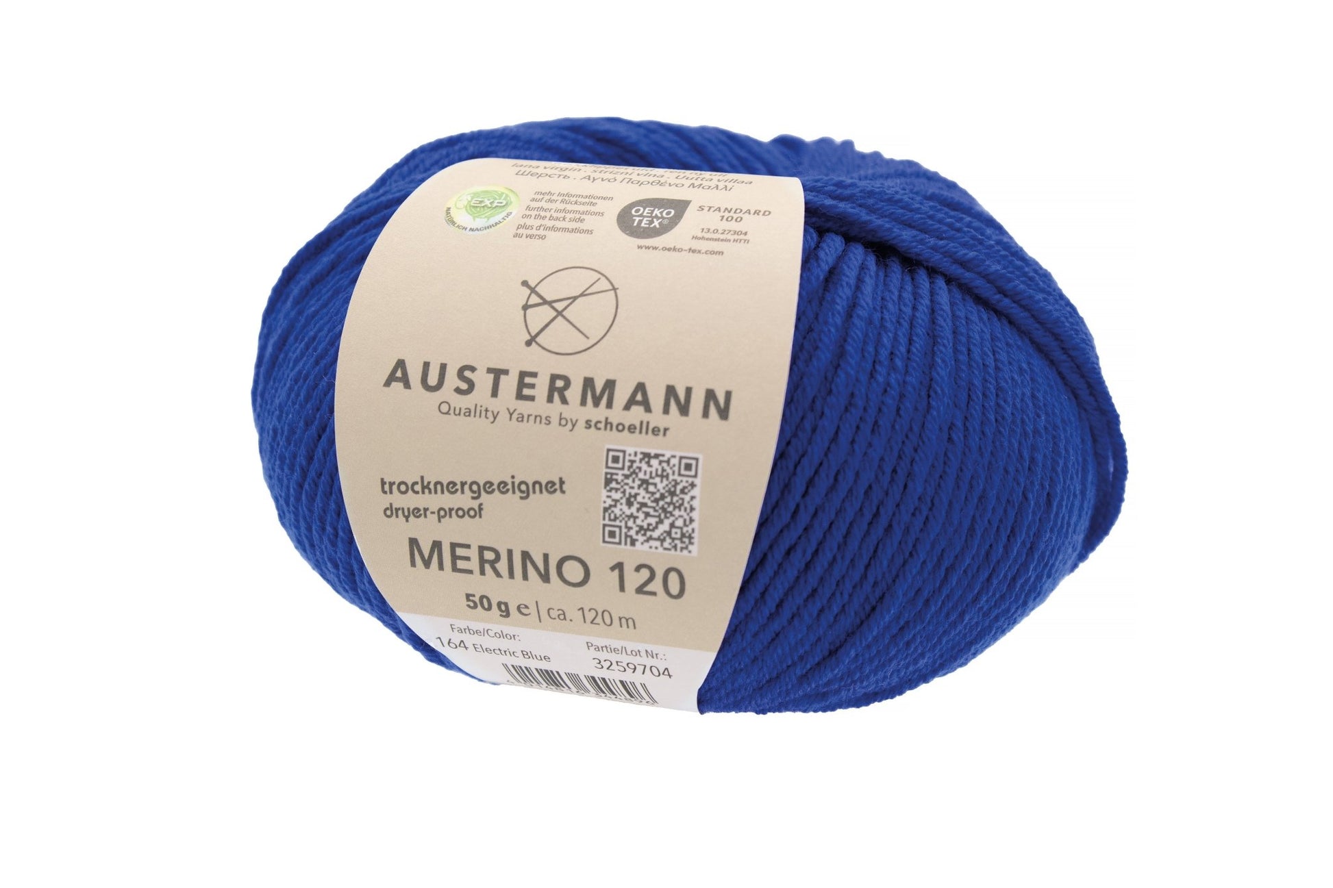 Austermann Merino 120 | Merinowolle 120m/50g | Farbe 164 - eletricblue - Handarbeiten - 1