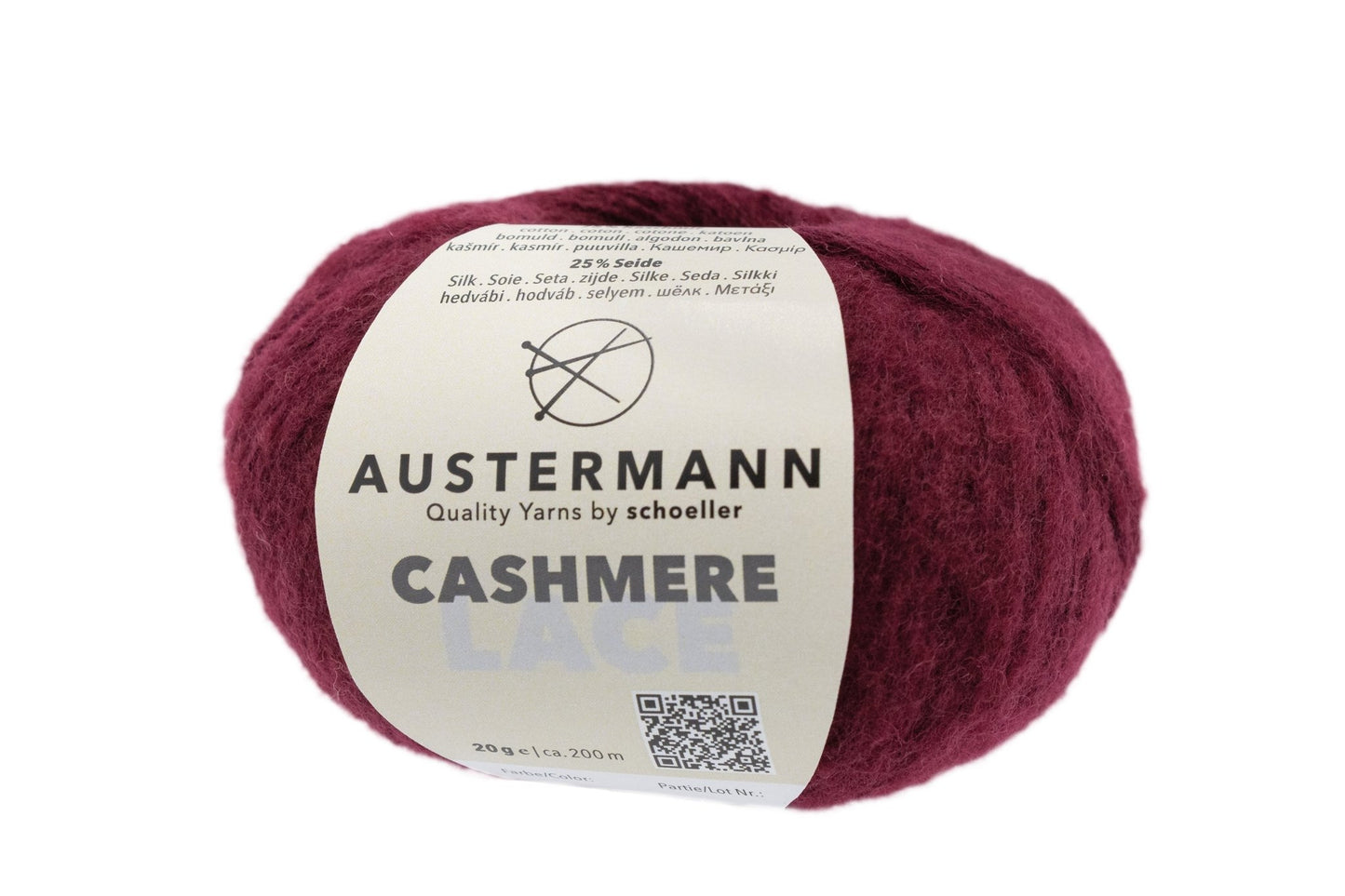Cashmere Lace Garn | 200m/20g | Farbe: 6 - bordeaux - cashmere - Handarbeiten - 1