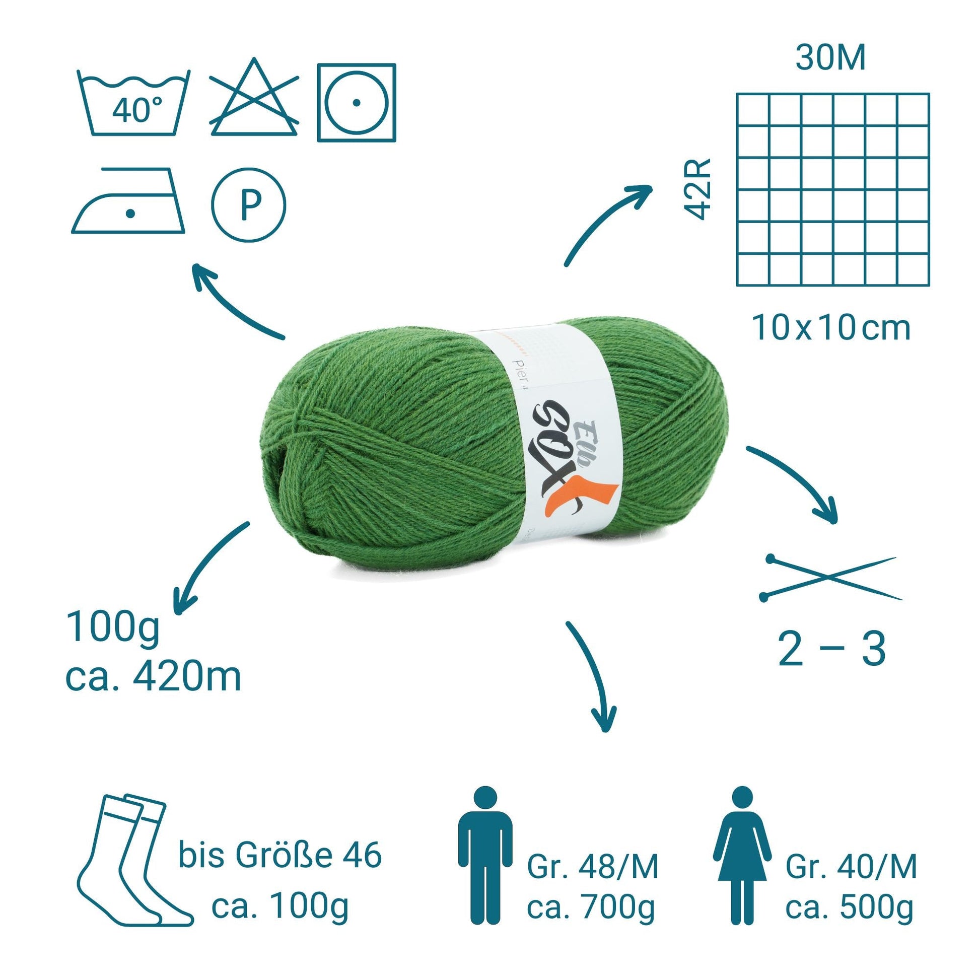 ElbSox Pier 4 | 100g Sockenwolle | 004 - Meeresgrün - Handarbeiten - 2