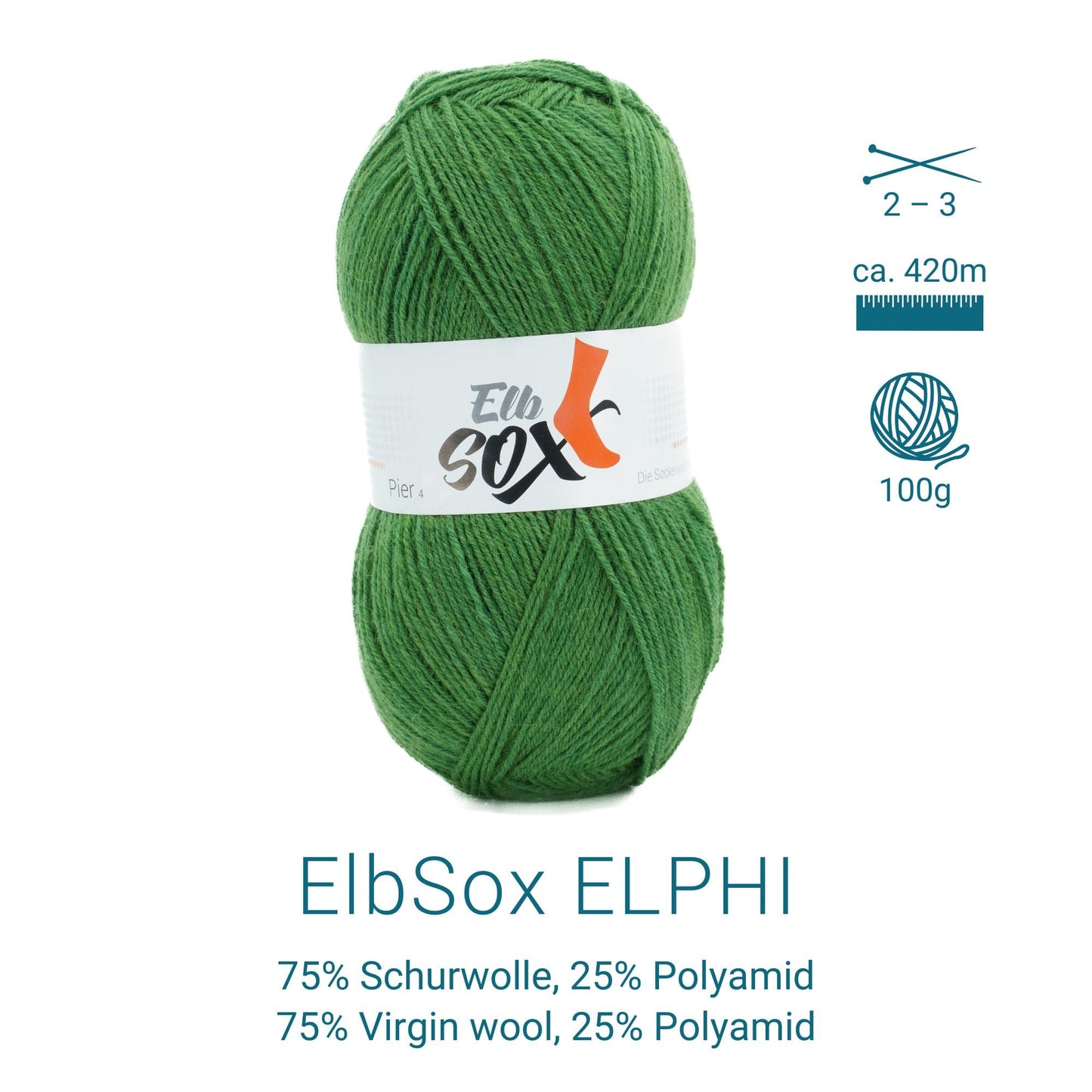 ElbSox Pier 4 | 100g Sockenwolle | 004 - Meeresgrün - Handarbeiten - 3