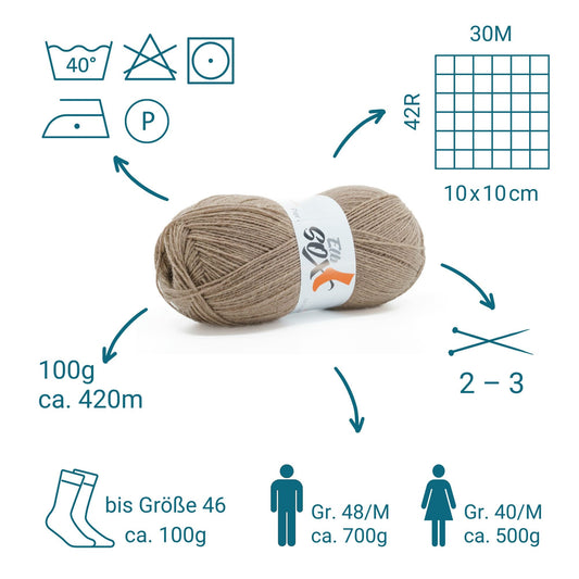 ElbSox Pier 4 | 100g Sockenwolle | 007 - Sandbeige - Handarbeiten - 2