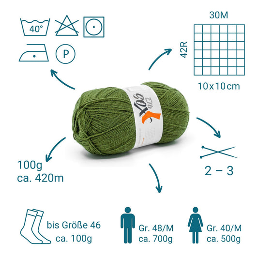 ElbSox Pier 4 | 100g Sockenwolle | 008 - Seetanggrün - Handarbeiten - 2