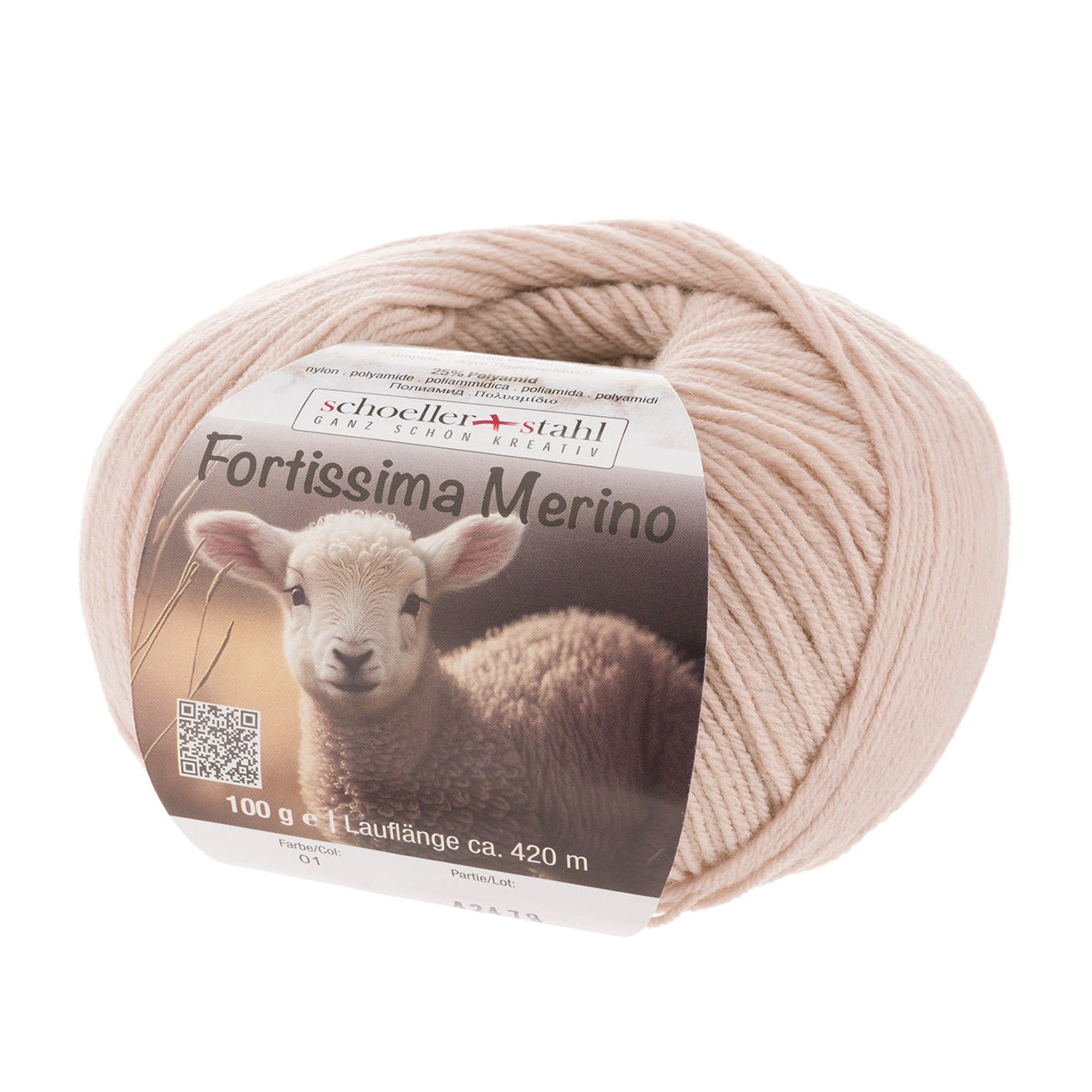 Fortissima 4 - fach Merino - Sockenwolle 100g | Farbe 01 - BEIGE - Handarbeiten - 1