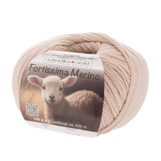 Fortissima 4 - fach Merino - Sockenwolle 100g | Farbe 01 - BEIGE - Handarbeiten - 1