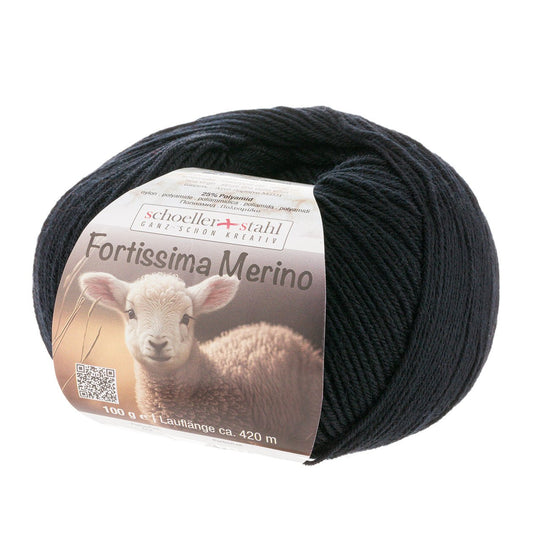 Fortissima 4 - fach Merino - Sockenwolle 100g | Farbe 02 - SCHWARZ - Handarbeiten - 1