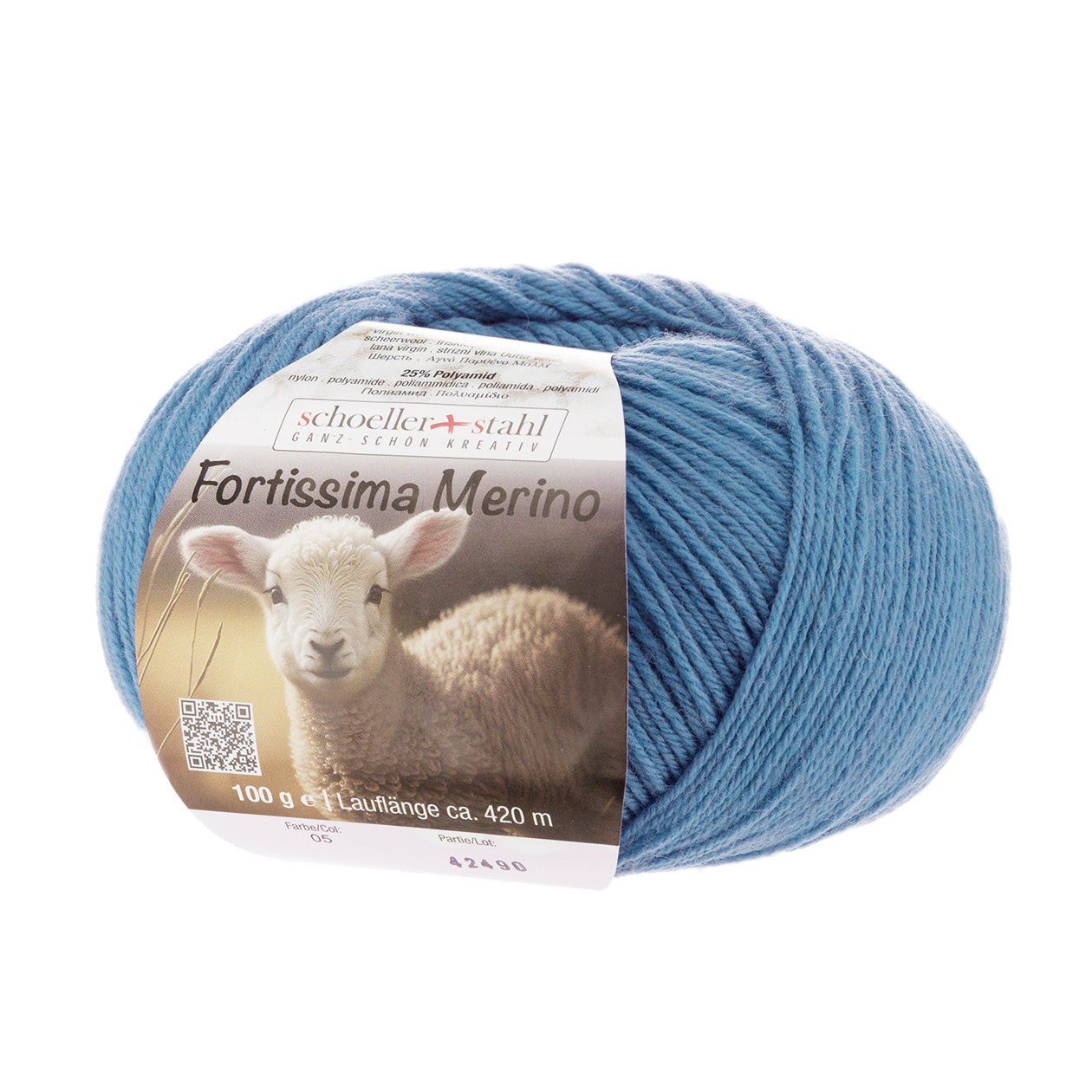 Fortissima 4 - fach Merino - Sockenwolle 100g | Farbe 05 - JEANS - Handarbeiten - 1