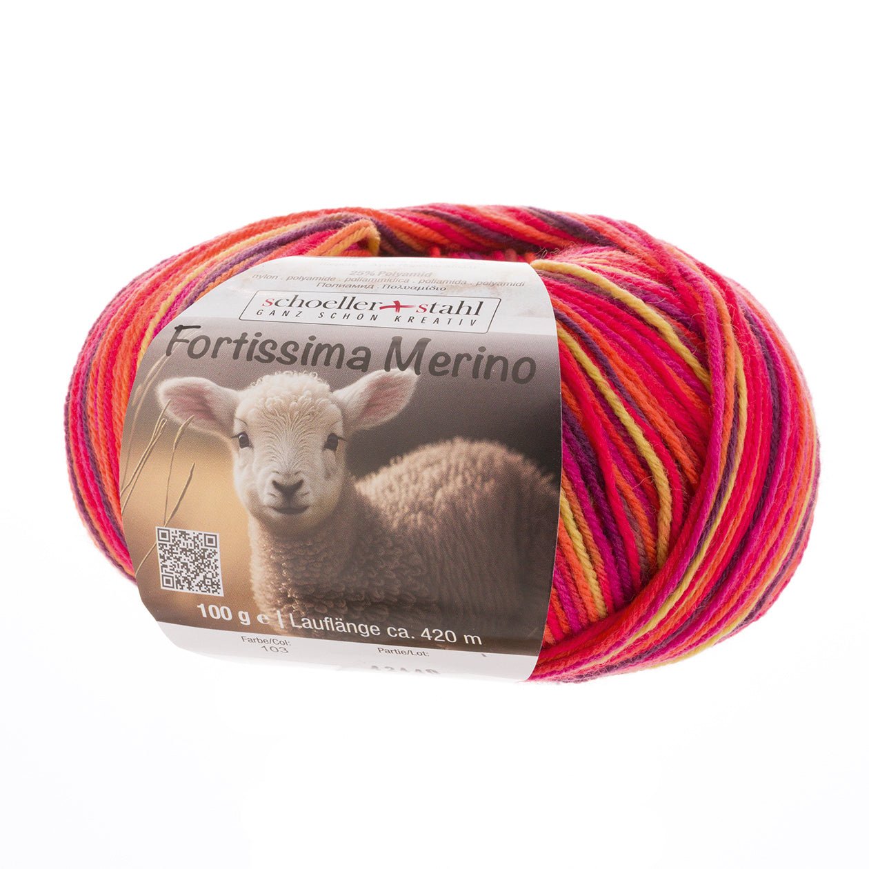 Fortissima 4 - fach Merino - Sockenwolle 100g | Farbe 103 - GLUT - Handarbeiten - 1