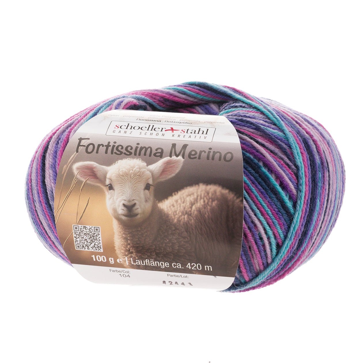 Fortissima 4 - fach Merino - Sockenwolle 100g | Farbe 104 - BERRY - Handarbeiten - 1