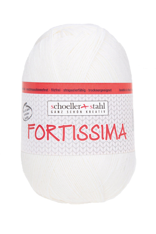 Fortissima 4 - fach Uni - Sockenwolle 100g | Farbe 2024 - WEISS - Handarbeiten - 1