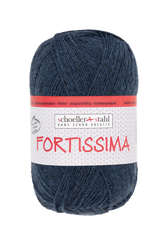 Fortissima 4 - fach Uni - Sockenwolle 100g | Farbe 2037 - POLAR - MELIERT - Handarbeiten - 1