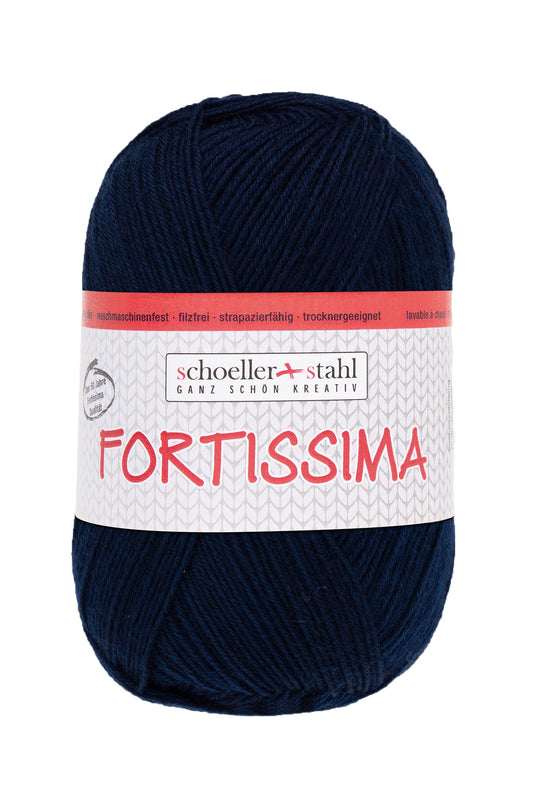 Fortissima 4 - fach Uni - Sockenwolle 100g | Farbe 2040 - NACHTBLAU - Handarbeiten - 1