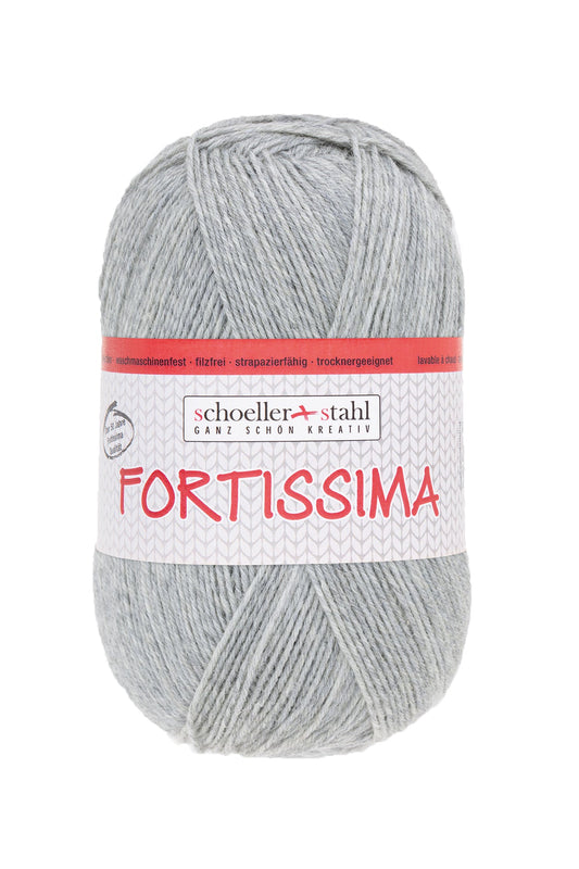 Fortissima 4 - fach Uni - Sockenwolle 100g | Farbe 2055 - GRAU - MELIERT - Handarbeiten - 1