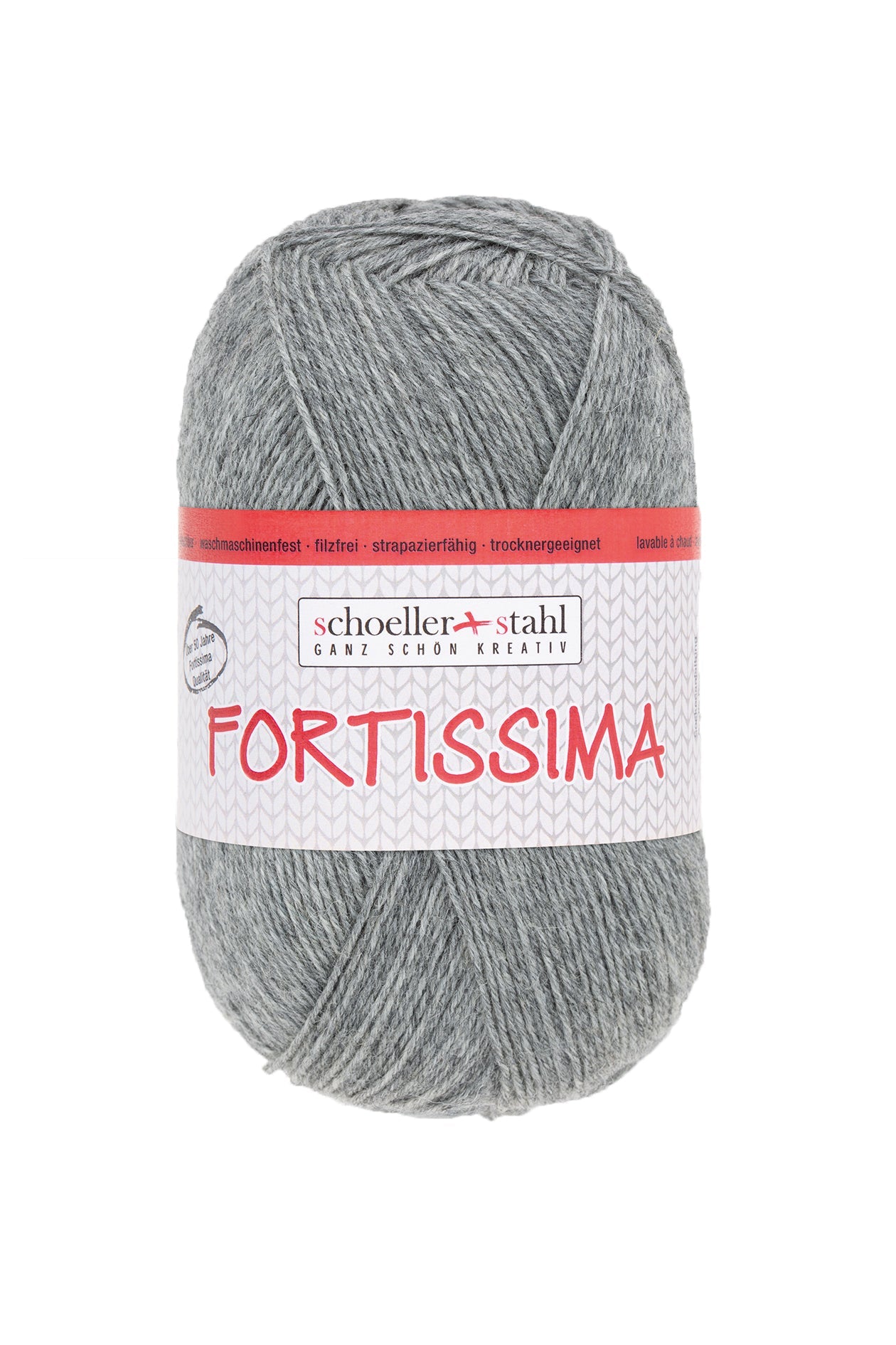 Fortissima 4 - fach Uni - Sockenwolle 100g | Farbe 2056 - HELLGRAU - MELIERT - Handarbeiten - 1