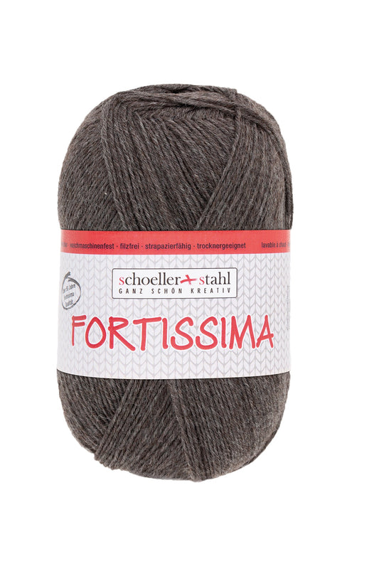 Fortissima 4 - fach Uni - Sockenwolle 100g | Farbe 2070 - MOKKA - MELIERT - Handarbeiten - 1