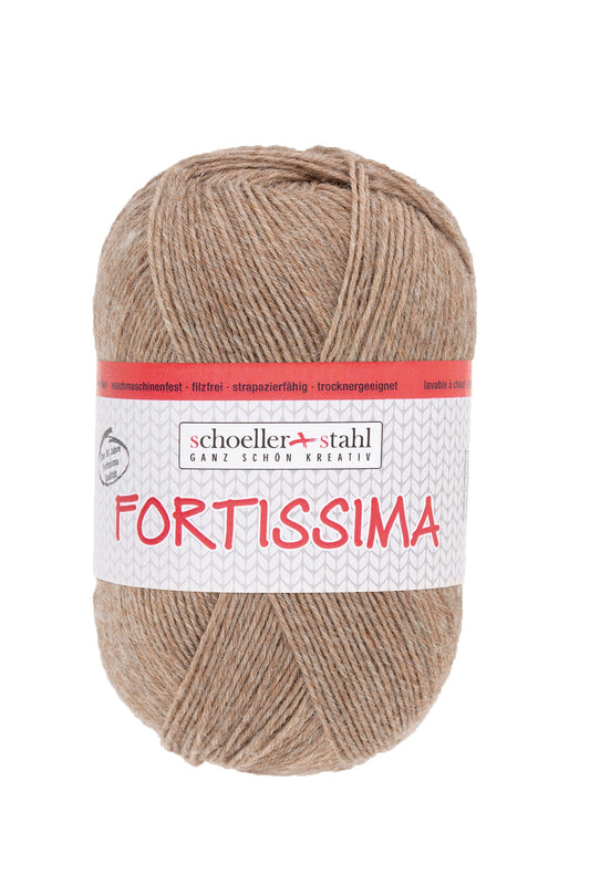 Fortissima 4 - fach Uni - Sockenwolle 100g | Farbe 2072 - KAMEL - MELIERT - Handarbeiten - 1