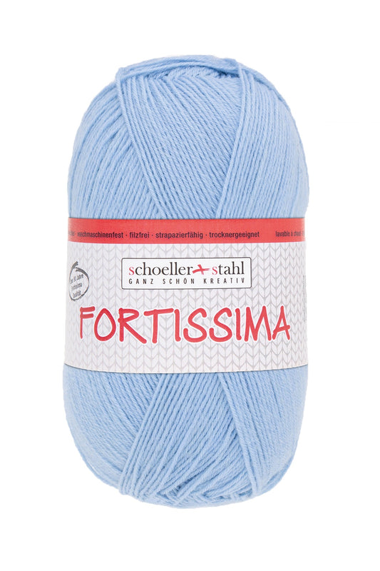 Fortissima 4 - fach Uni - Sockenwolle 100g | Farbe 2101 - HELLBLAU - Handarbeiten - 1