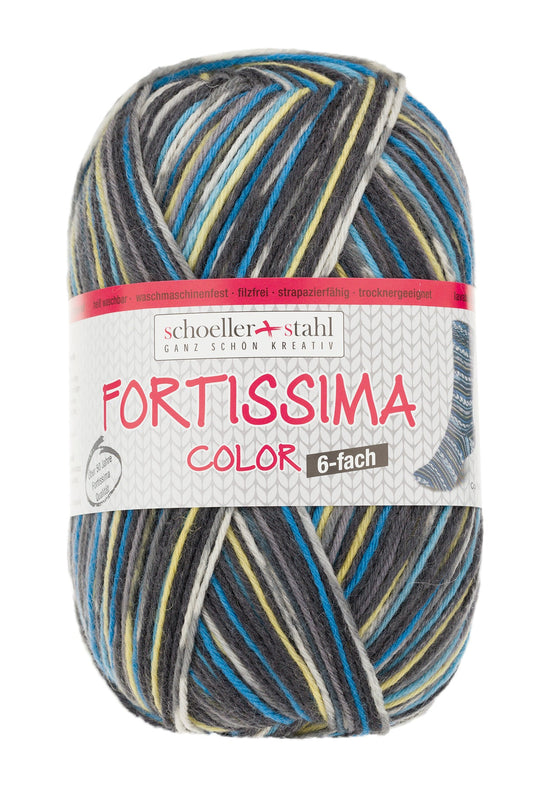 Fortissima 6 - fach bunte Sockenwolle 150g | Farbe 160 - BLAU - BUNT - Handarbeiten - 1