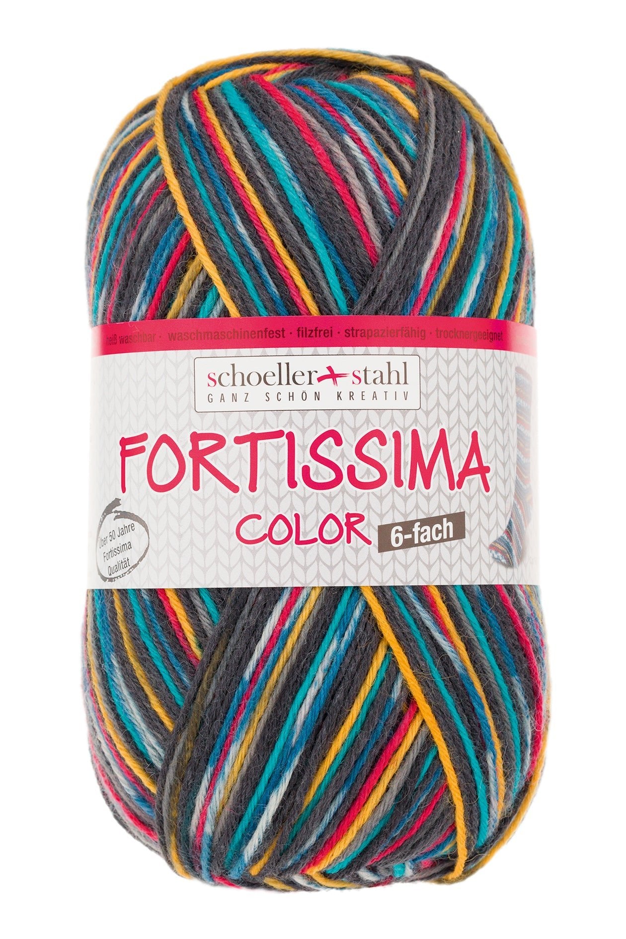 Fortissima 6 - fach bunte Sockenwolle 150g | Farbe 161 - PETROL - BUNT - Handarbeiten - 1