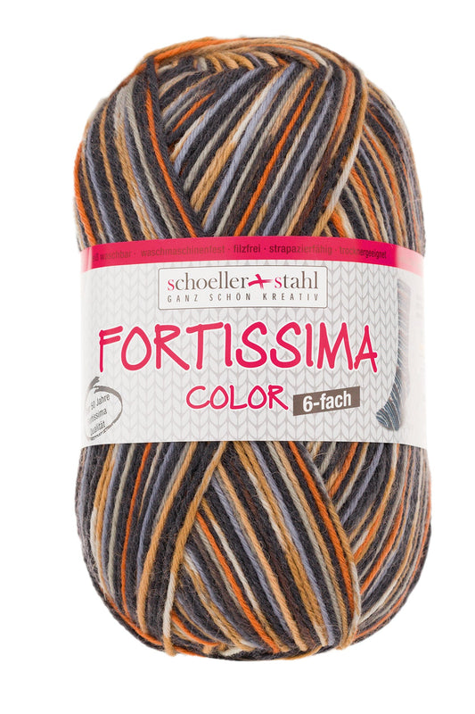 Fortissima 6 - fach bunte Sockenwolle 150g | Farbe 162 - BRAUN - BUNT - Handarbeiten - 1
