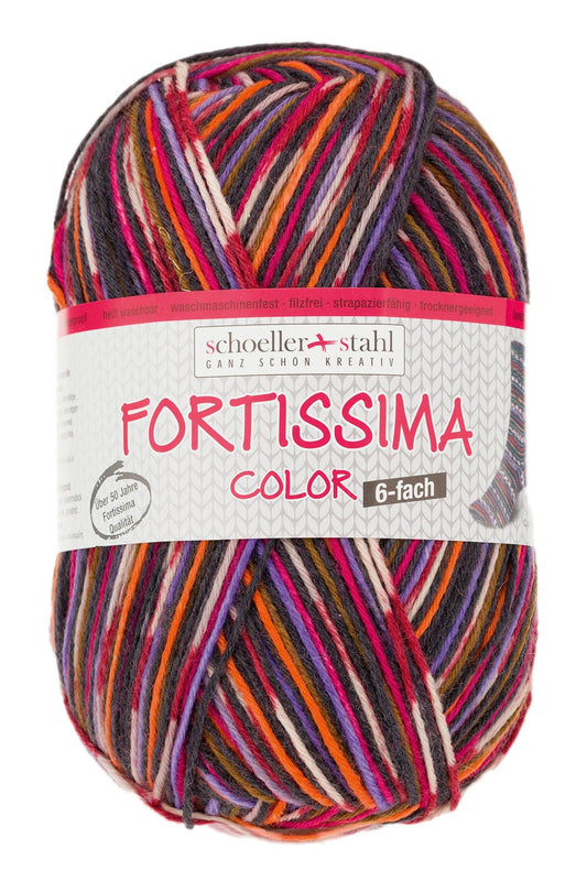 Fortissima 6 - fach bunte Sockenwolle 150g | Farbe 163 - BORDEAUX - BUNT - Handarbeiten - 1
