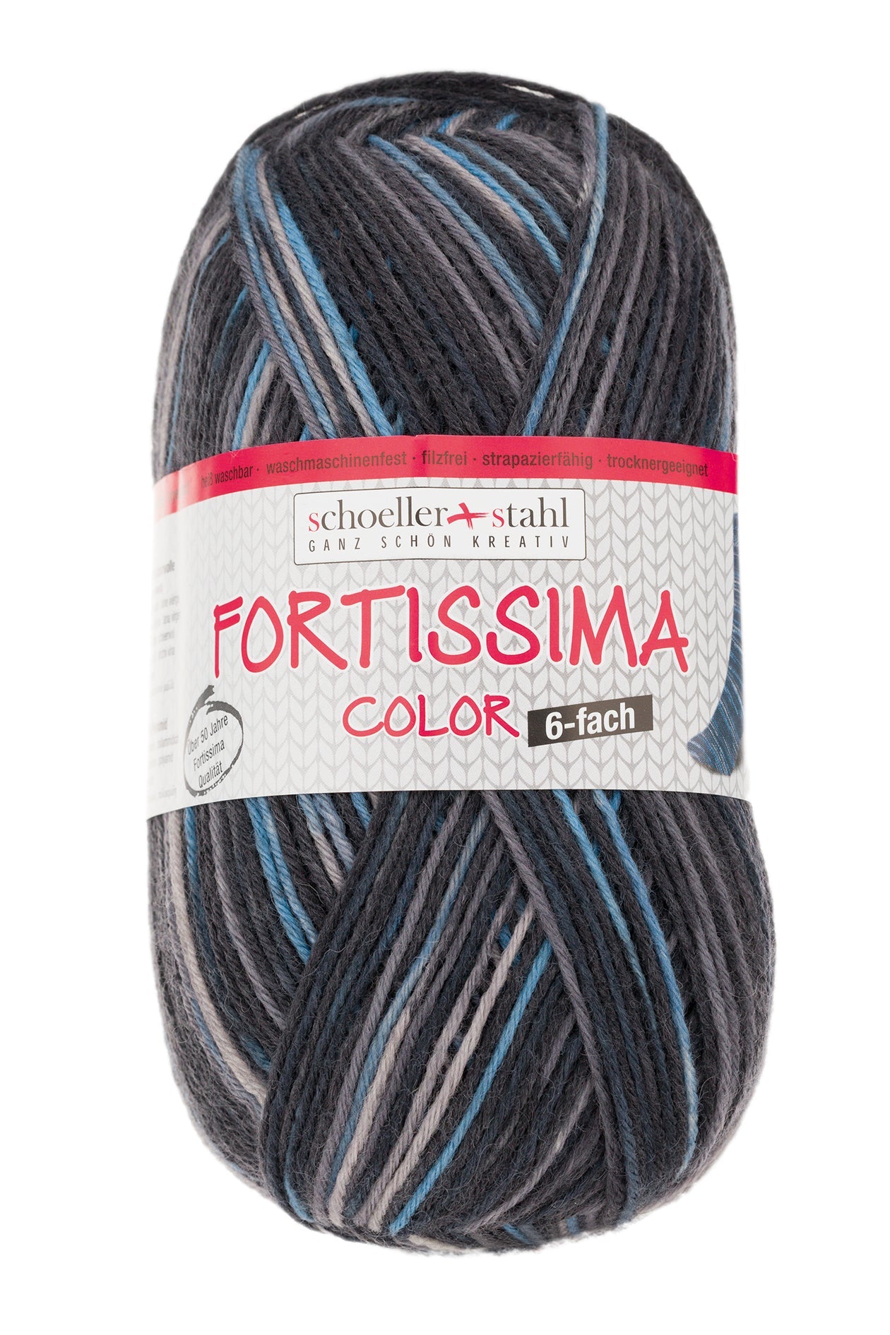 Fortissima 6 - fach bunte Sockenwolle 150g | Farbe 165 - ASPHALT - Handarbeiten - 1