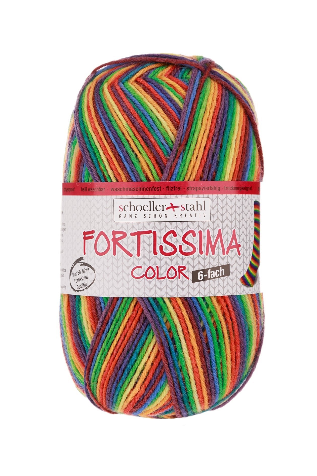 Fortissima 6 - fach bunte Sockenwolle 150g | Farbe 199 - REGENBOGEN - Handarbeiten - 1