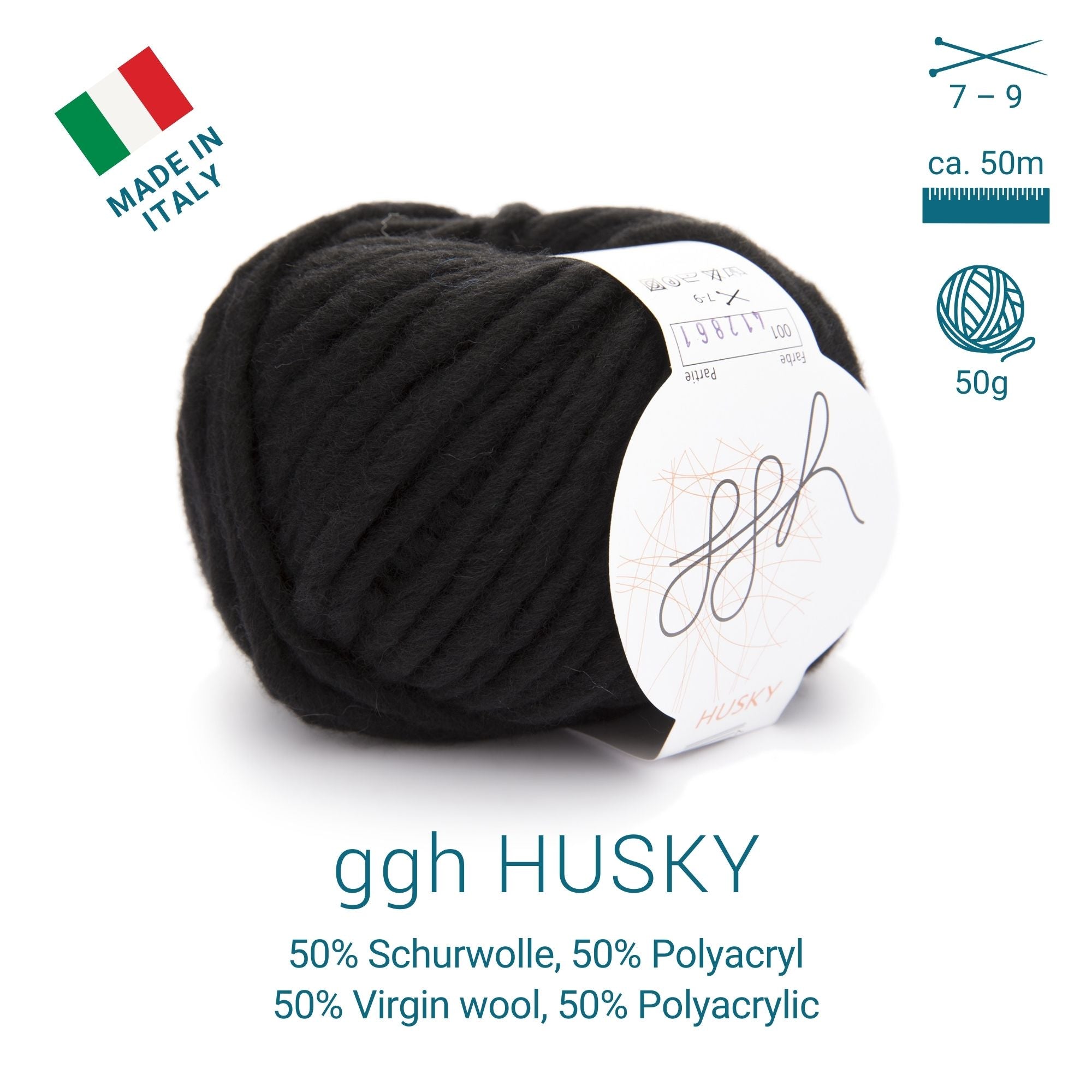 ggh Husky Box | 300g Set (6x50g) – 001 – Schwarz - Handarbeiten - 2
