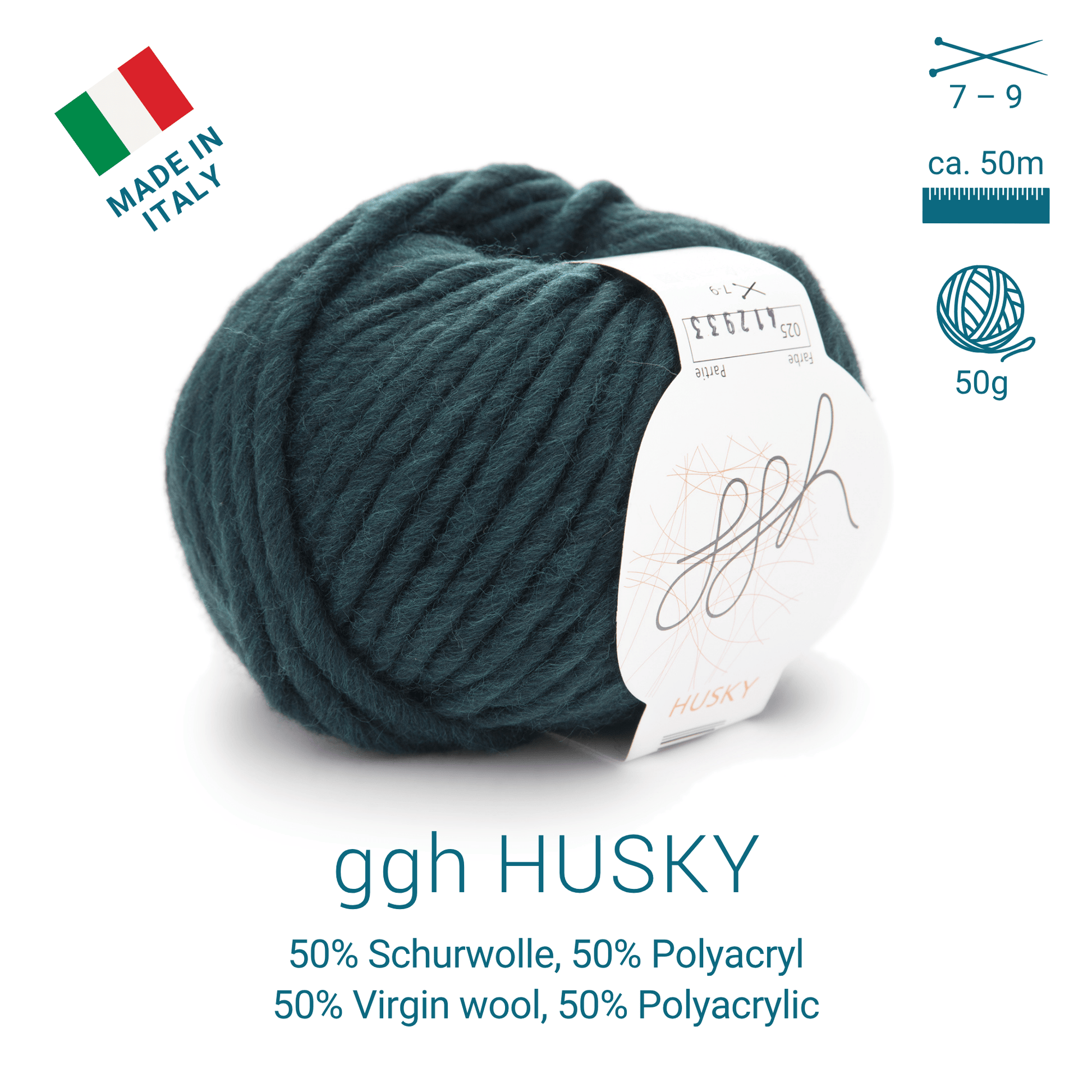 ggh Husky Box | 300g Set (6x50g) – 025 – Tiefes Blaugrün - Handarbeiten - 2