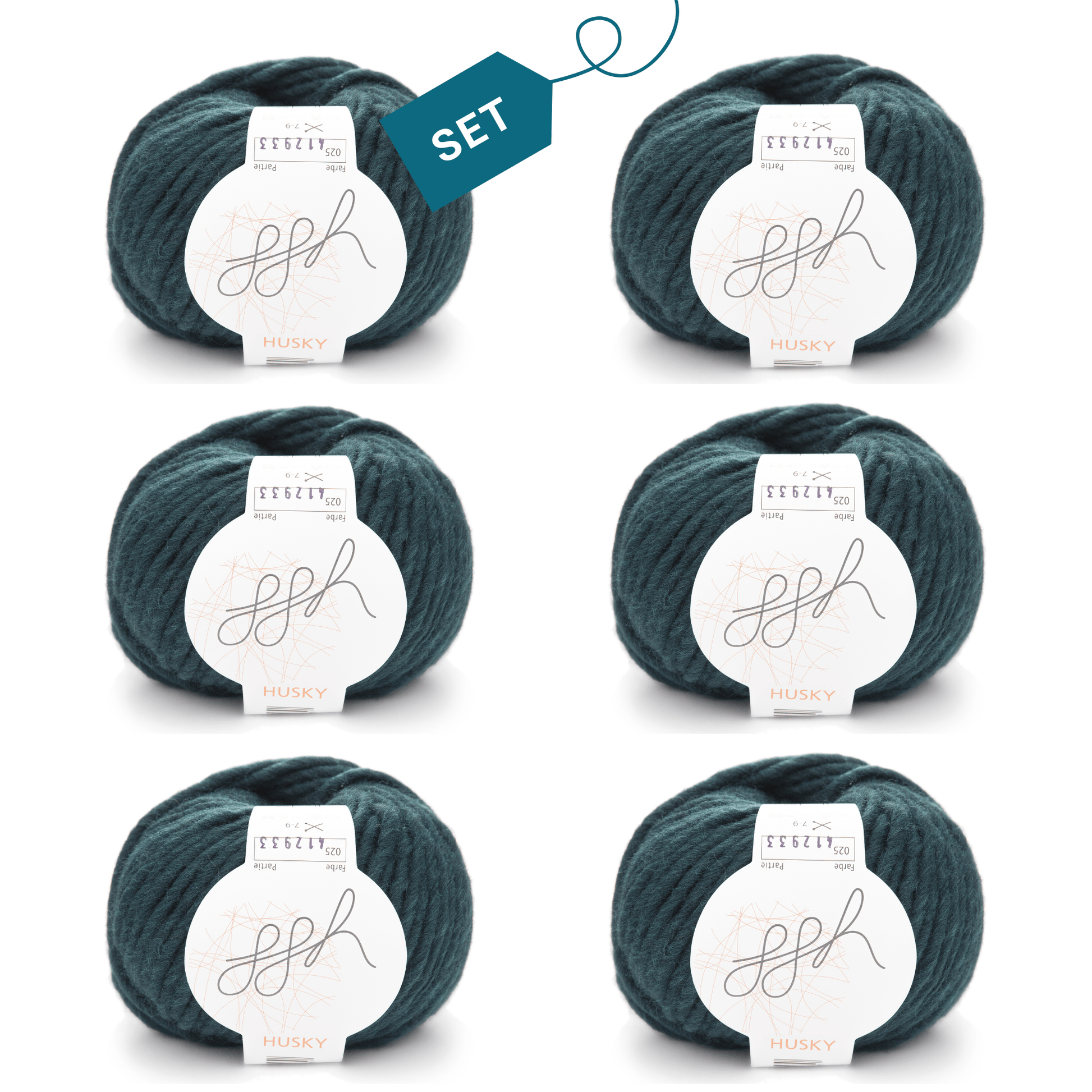 ggh Husky Box | 300g Set (6x50g) – 025 – Tiefes Blaugrün - Handarbeiten - 5