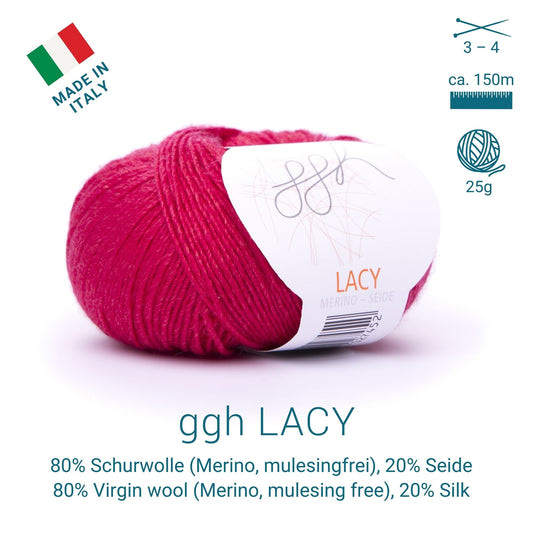GGH Lacy | Merinowolle mit Seide | 25g - 170m | 017 - Korallenrot - Merinowolle - Handarbeiten - 2